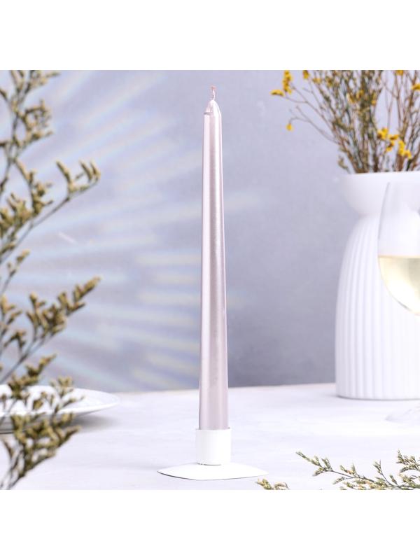 Набор свечей античных, 2,3х 25 см, 4 шт, лакированная, розовый металлик