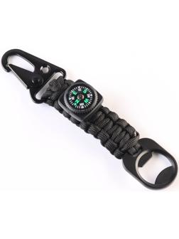 Брелок многофункциональный, туристический из паракорда, с компасом, открывашкой, 16 см