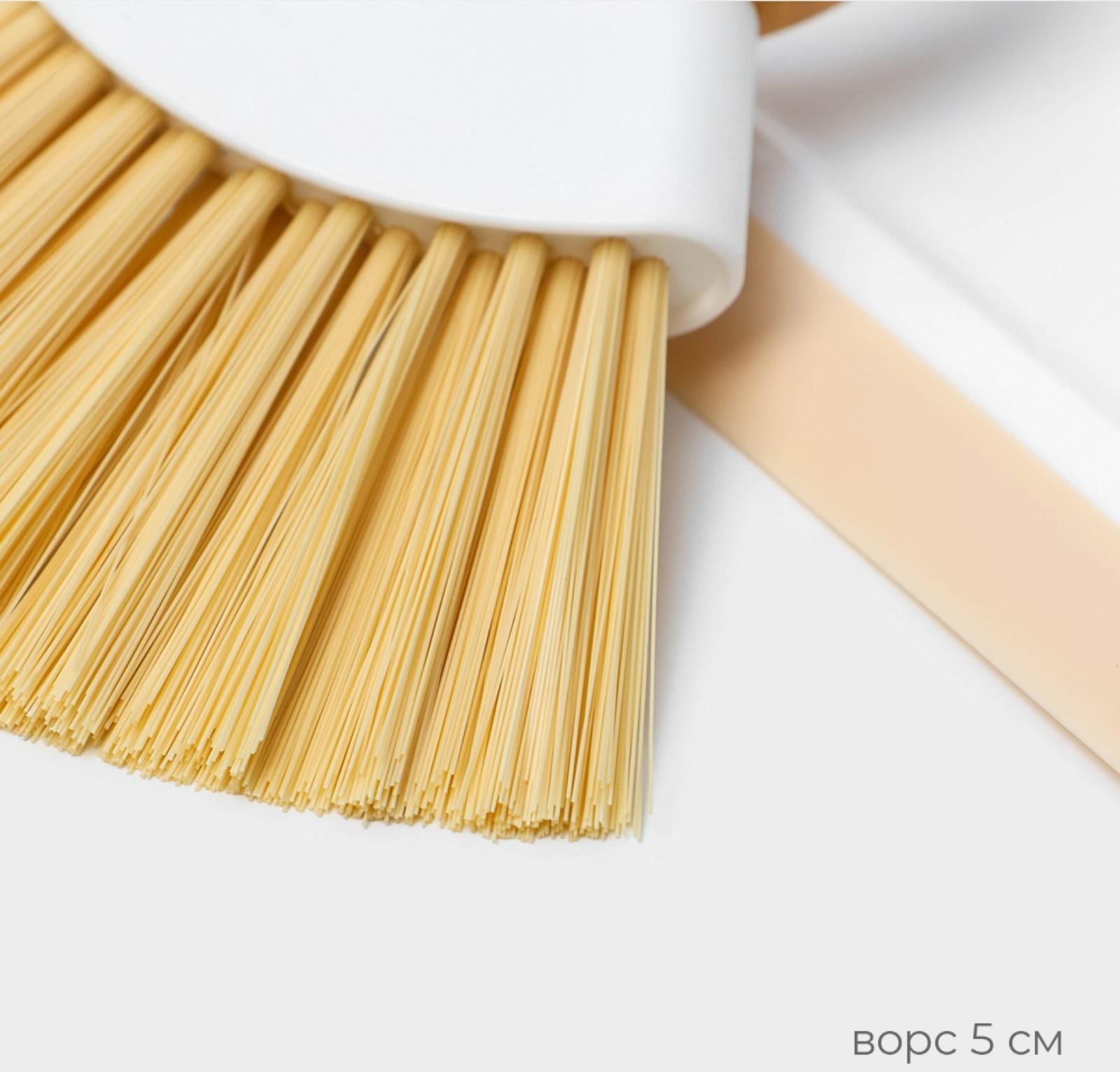 Щётка с совком Raccoon Meli, бамбуковая ручка, совок 18×16,5×4 см, щётка 15х11 см, ворс 5 см