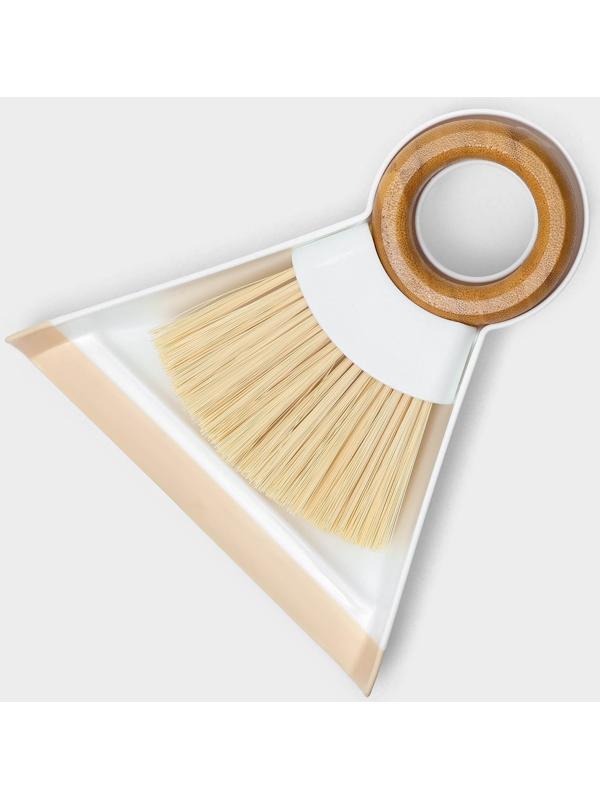 Щётка с совком Raccoon Meli, бамбуковая ручка, совок 18×16,5×4 см, щётка 15х11 см, ворс 5 см