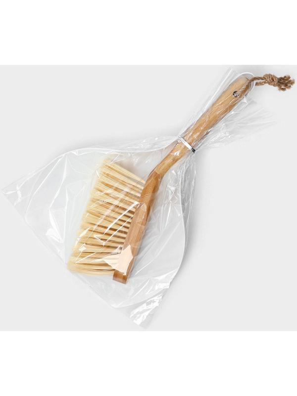 Щетка с совком Raccoon Meli, бамбуковая ручка, совок 33,5×21,5×5,5 см, щётка 30×4 см, ворс 6 см