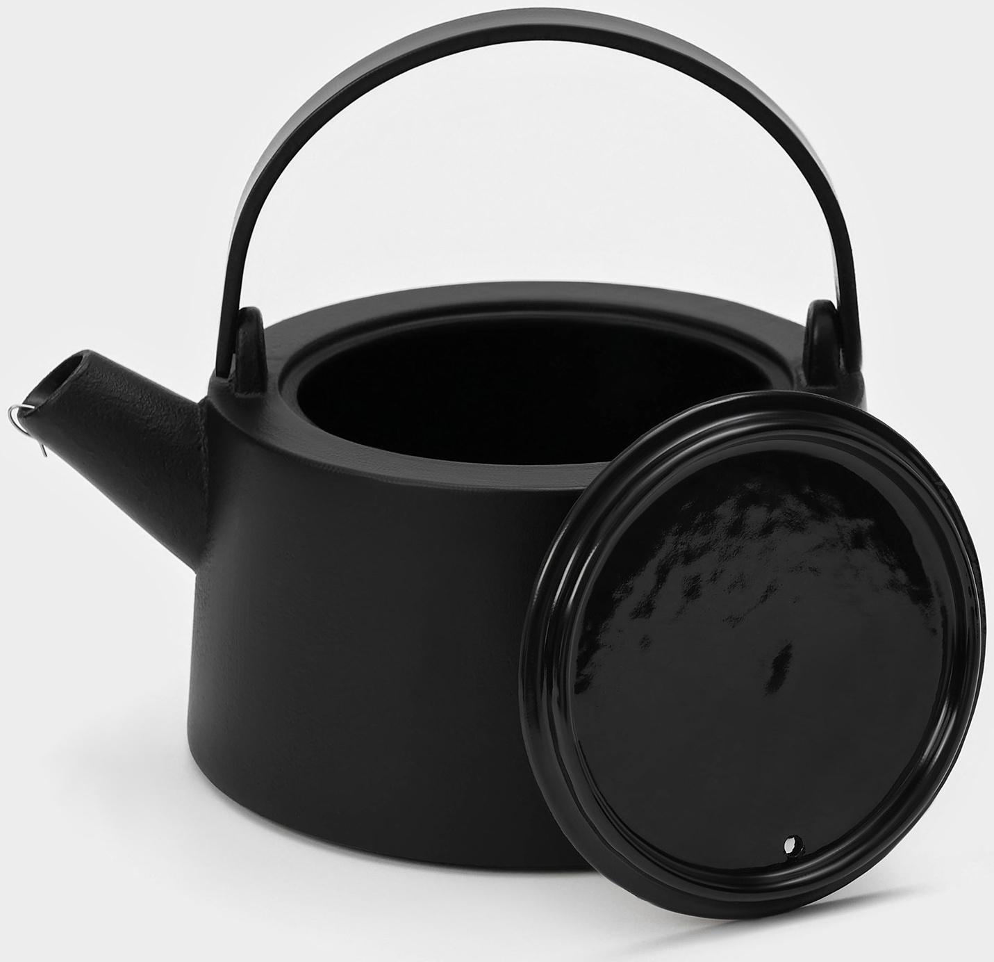 Чайник чугунный с эмалированным покрытием внутри Magma «Сайгон», 1,1 л, с ситом