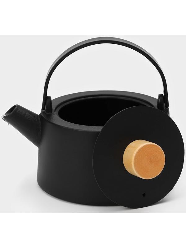 Чайник чугунный с эмалированным покрытием внутри Magma «Сайгон», 1,1 л, с ситом