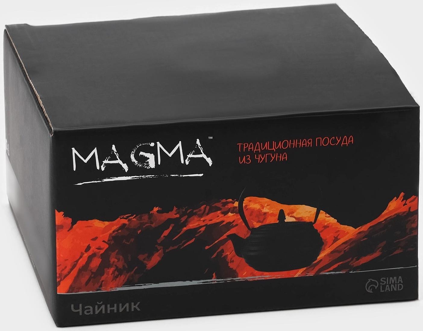 Чайник чугунный с эмалированным покрытием внутри Magma «Танан», 800 мл, с ситом