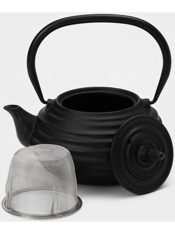 Чайник чугунный с эмалированным покрытием внутри Magma «Танан», 800 мл, с ситом