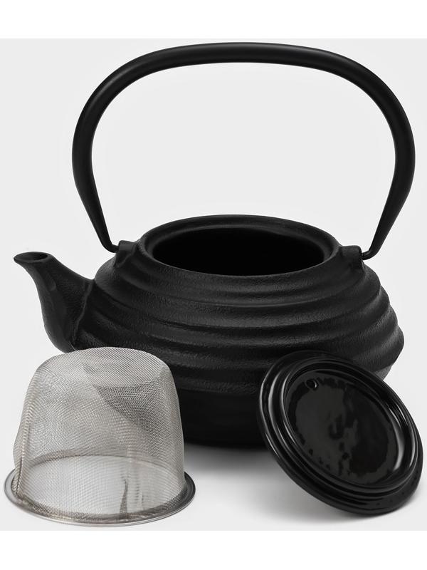 Чайник чугунный с эмалированным покрытием внутри Magma «Танан», 800 мл, с ситом