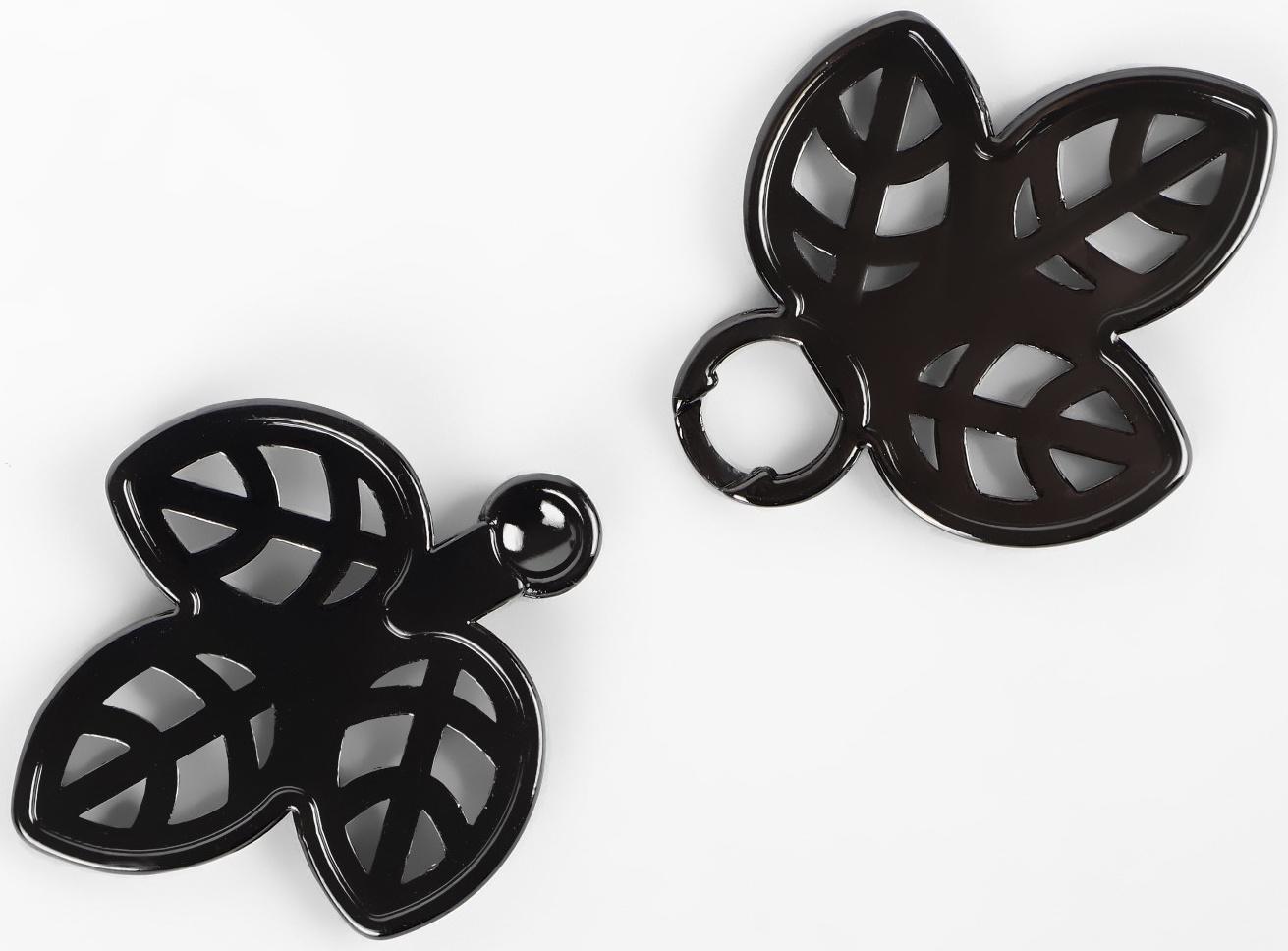 Декоративная застёжка «Листья», 5,5 × 2,6 см, цвет чёрный