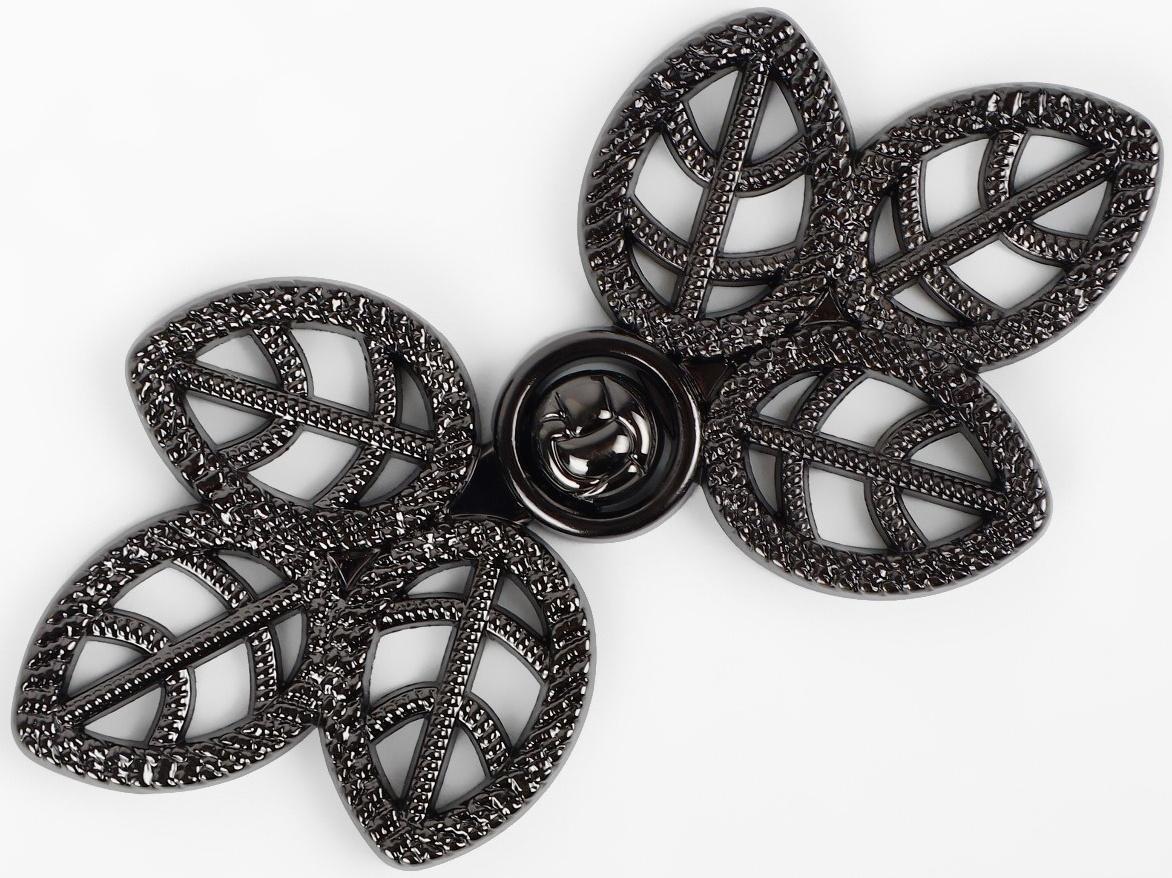 Декоративная застёжка «Листья», 5,5 × 2,6 см, цвет чёрный