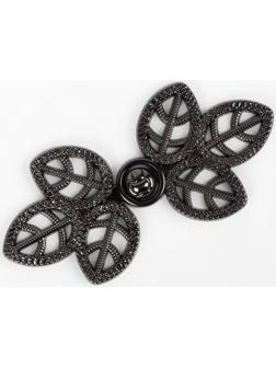 Декоративная застёжка «Листья», 5,5 × 2,6 см, цвет чёрный