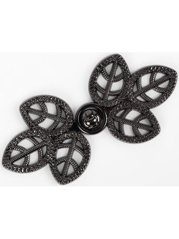 Декоративная застёжка «Листья», 5,5 × 2,6 см, цвет чёрный