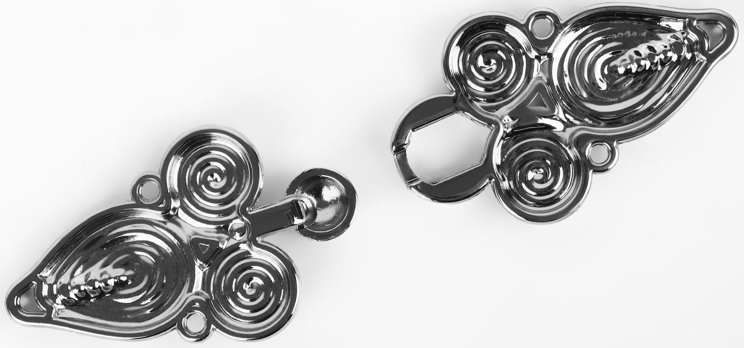 Декоративная застёжка, 6 × 2 см, цвет серебряный