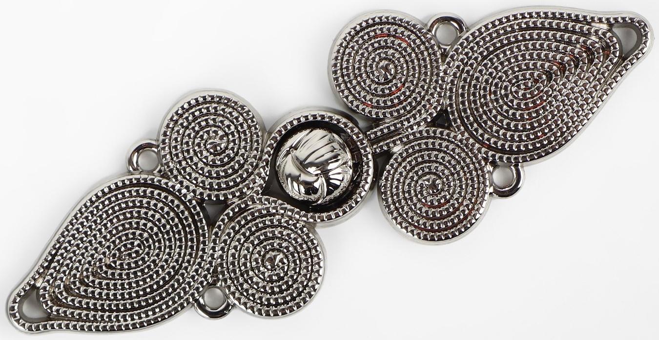 Декоративная застёжка, 6 × 2 см, цвет серебряный