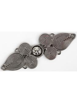 Декоративная застёжка, 6 × 2 см, цвет серебряный