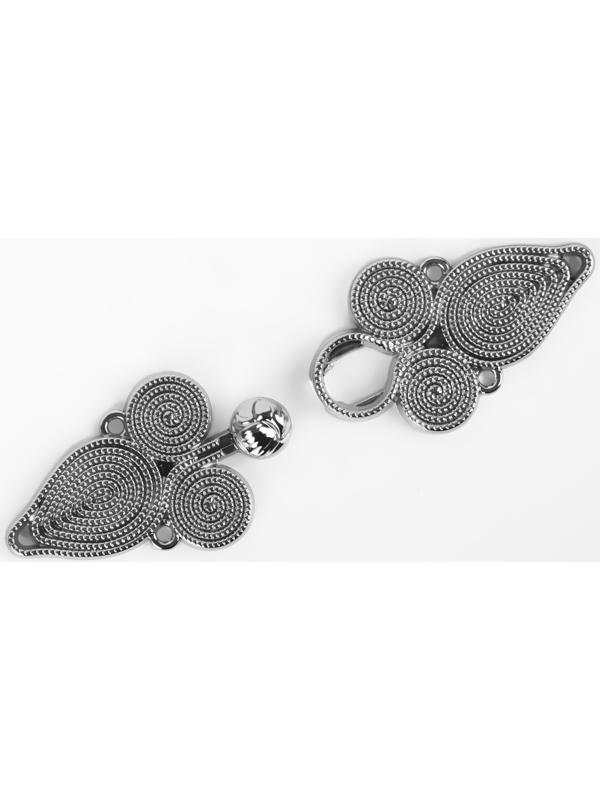 Декоративная застёжка, 6 × 2 см, цвет серебряный