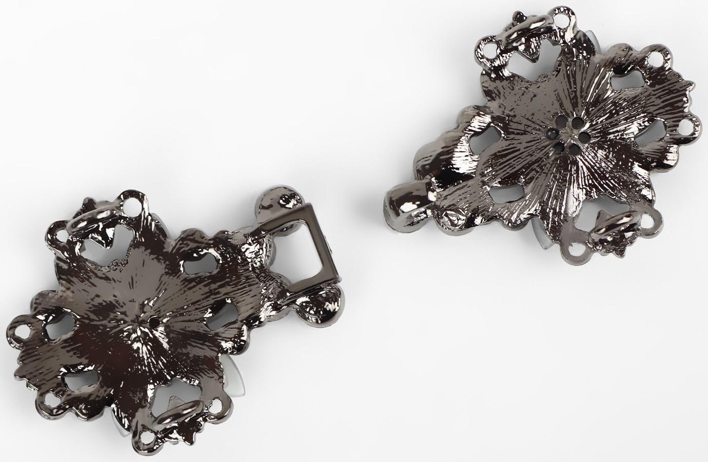 Декоративная застёжка, 6,5 × 3 см, цвет чёрный/серый