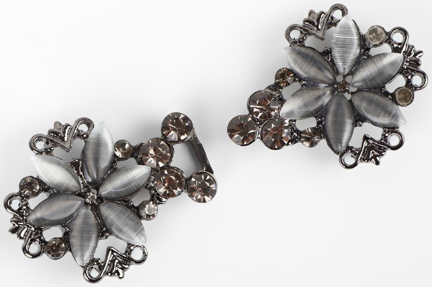 Декоративная застёжка, 6,5 × 3 см, цвет чёрный/серый