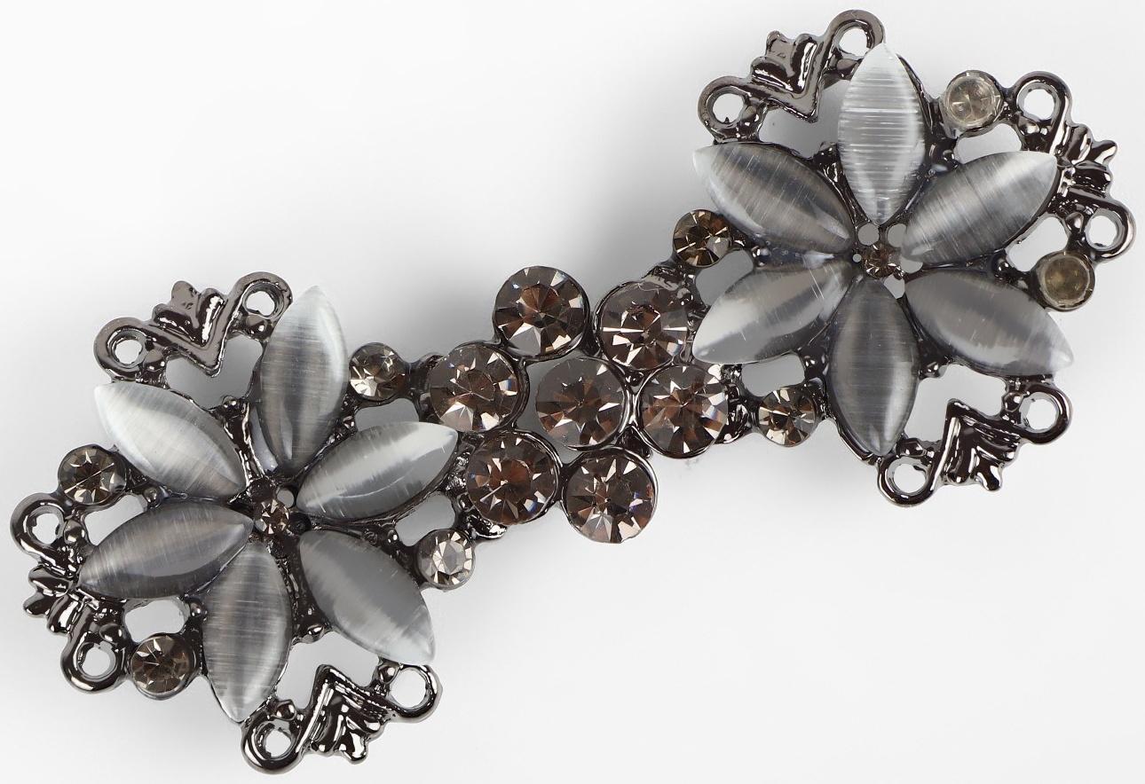 Декоративная застёжка, 6,5 × 3 см, цвет чёрный/серый