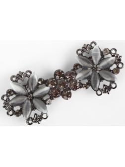 Декоративная застёжка, 6,5 × 3 см, цвет чёрный/серый