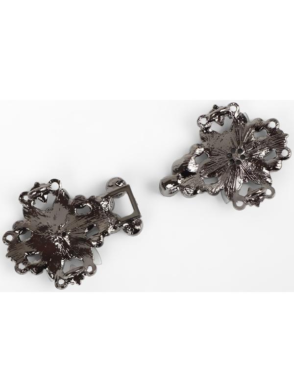 Декоративная застёжка, 6,5 × 3 см, цвет чёрный/серый