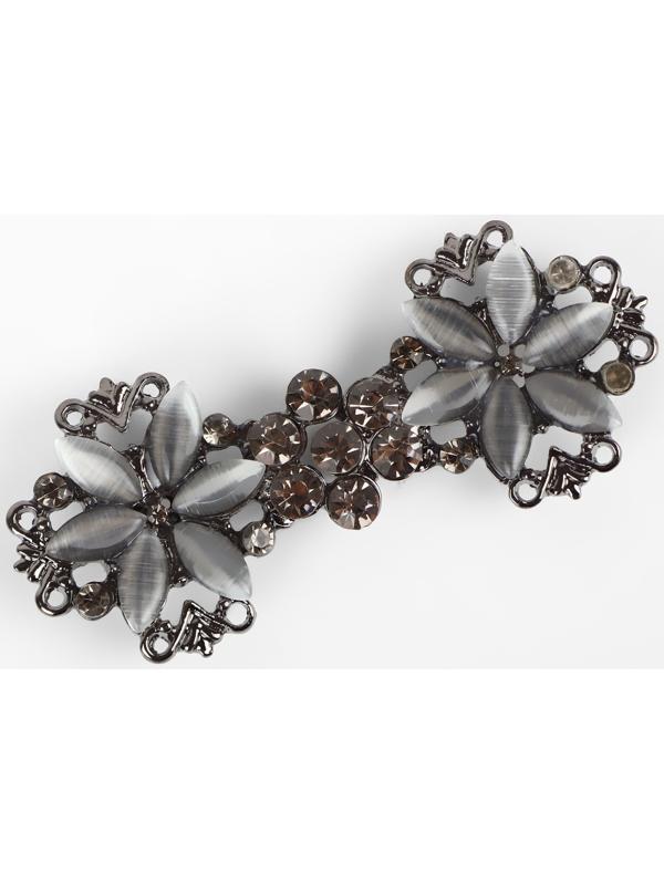 Декоративная застёжка, 6,5 × 3 см, цвет чёрный/серый