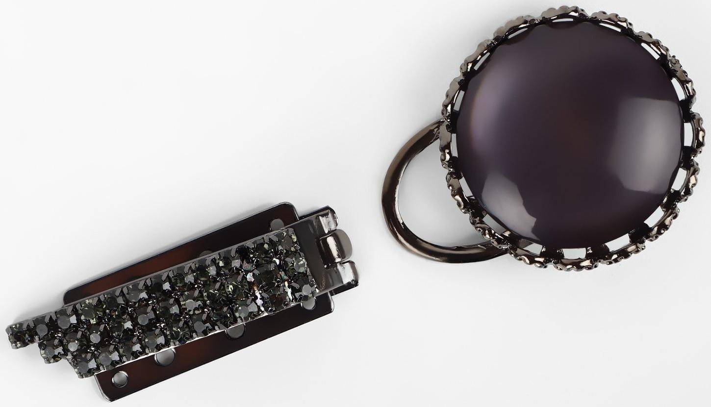 Декоративная застёжка, 8,2 × 3,5 см, цвет чёрный/серый