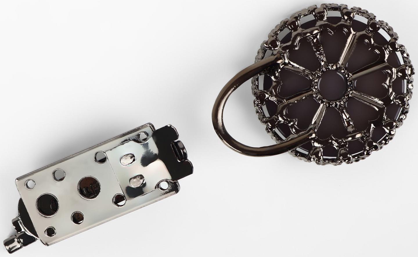 Декоративная застёжка, 8,2 × 3,5 см, цвет чёрный/серый