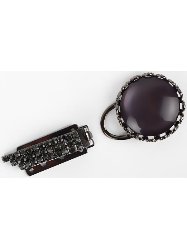 Декоративная застёжка, 8,2 × 3,5 см, цвет чёрный/серый