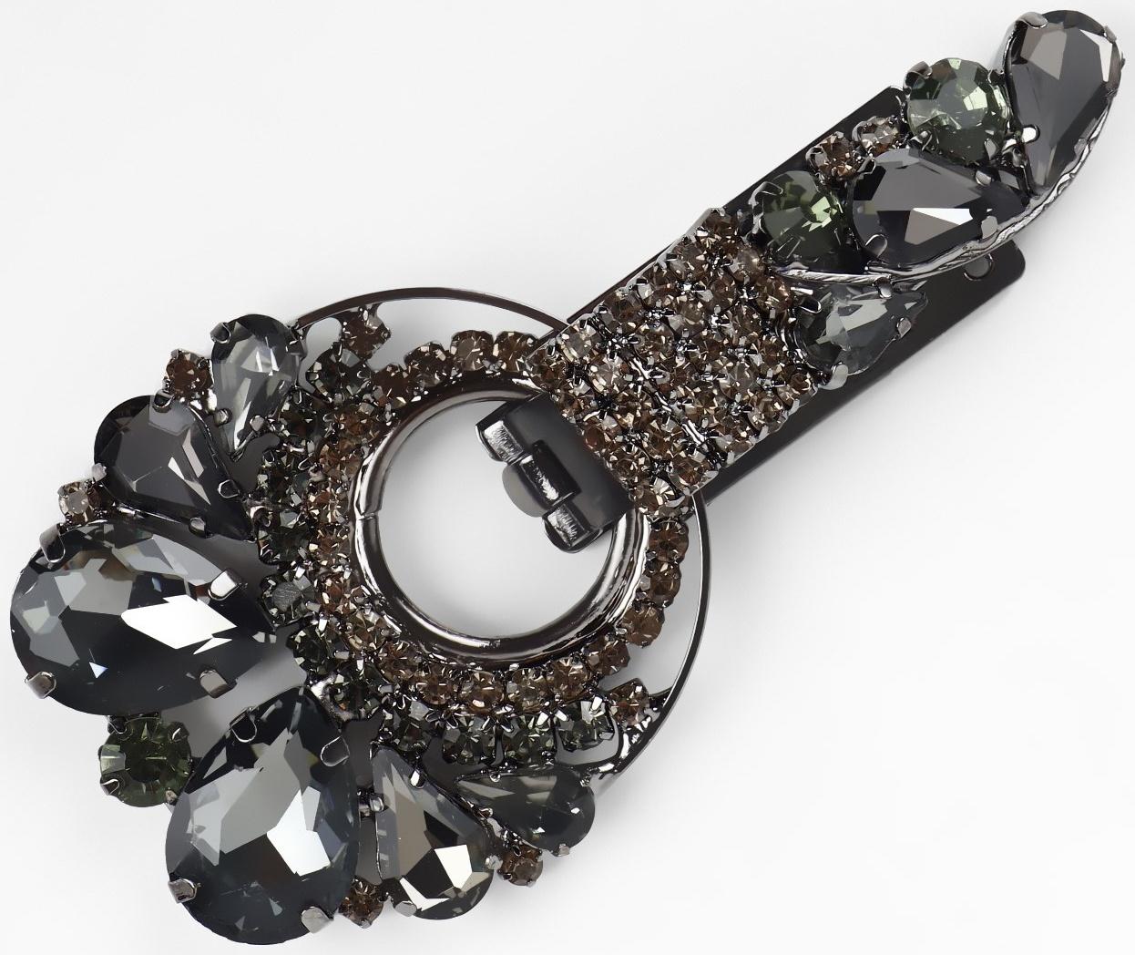 Декоративная застёжка, 8,5 × 4,4 см, цвет чёрный/серый