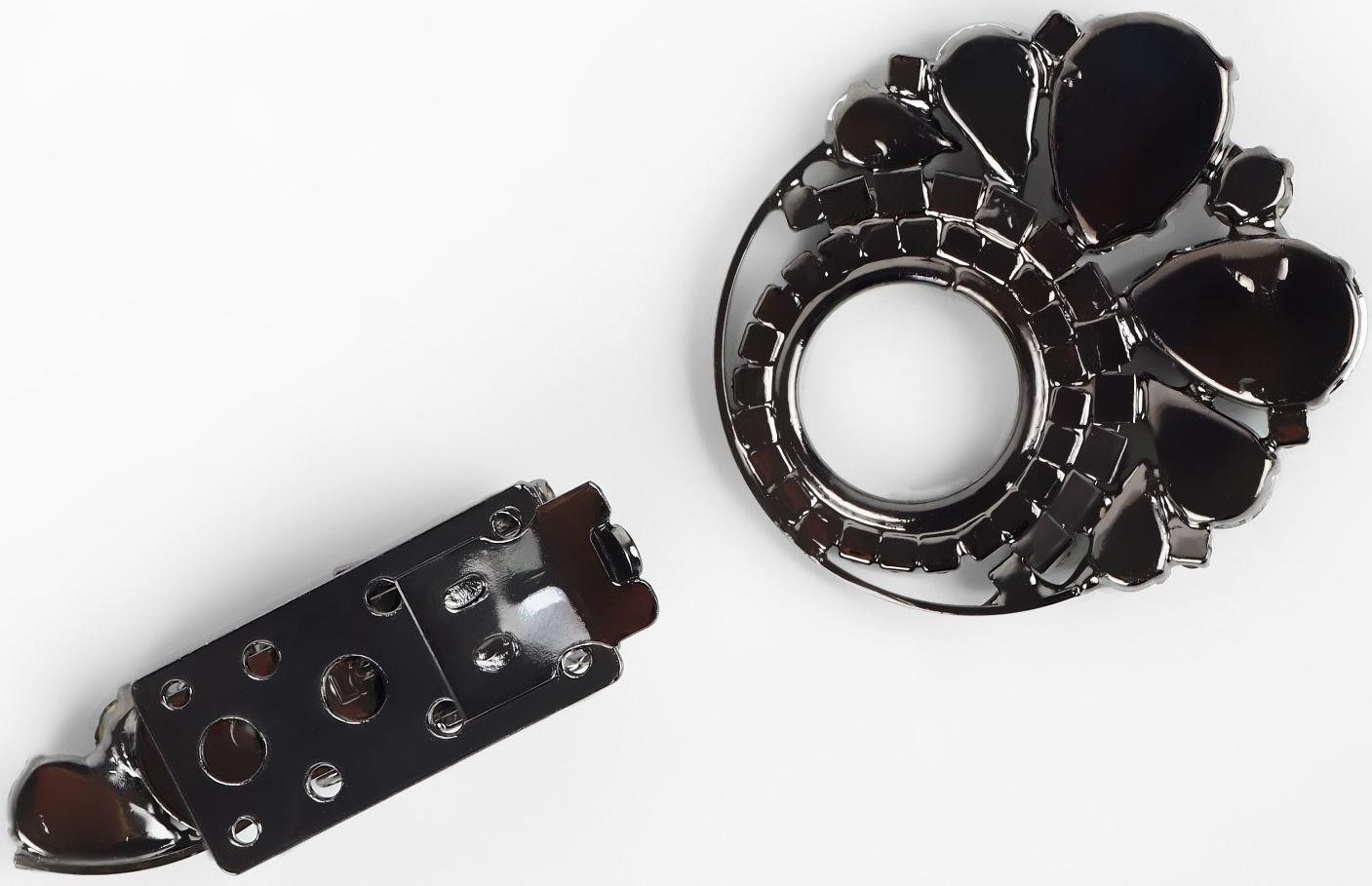 Декоративная застёжка, 8,5 × 4,4 см, цвет чёрный/серый