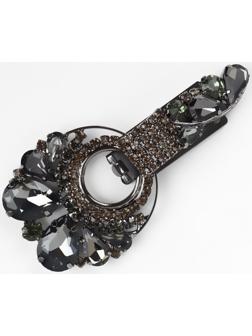 Декоративная застёжка, 8,5 × 4,4 см, цвет чёрный/серый