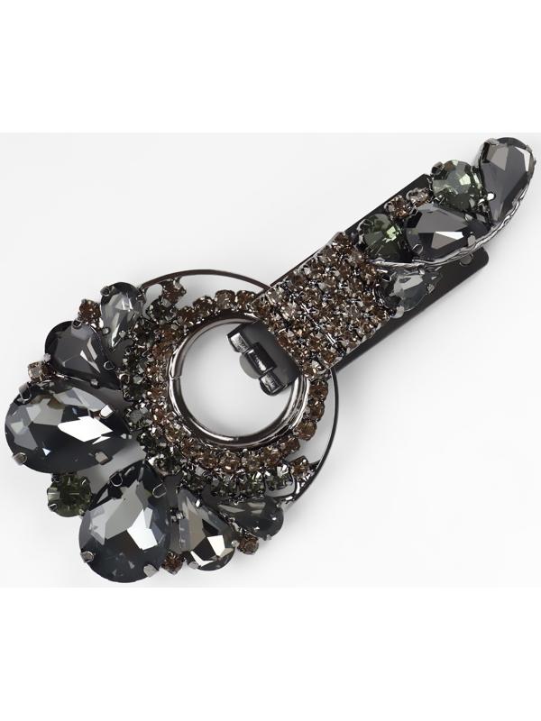 Декоративная застёжка, 8,5 × 4,4 см, цвет чёрный/серый