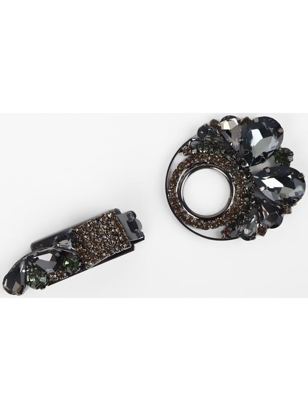 Декоративная застёжка, 8,5 × 4,4 см, цвет чёрный/серый