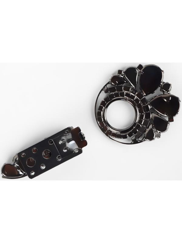 Декоративная застёжка, 8,5 × 4,4 см, цвет чёрный/серый