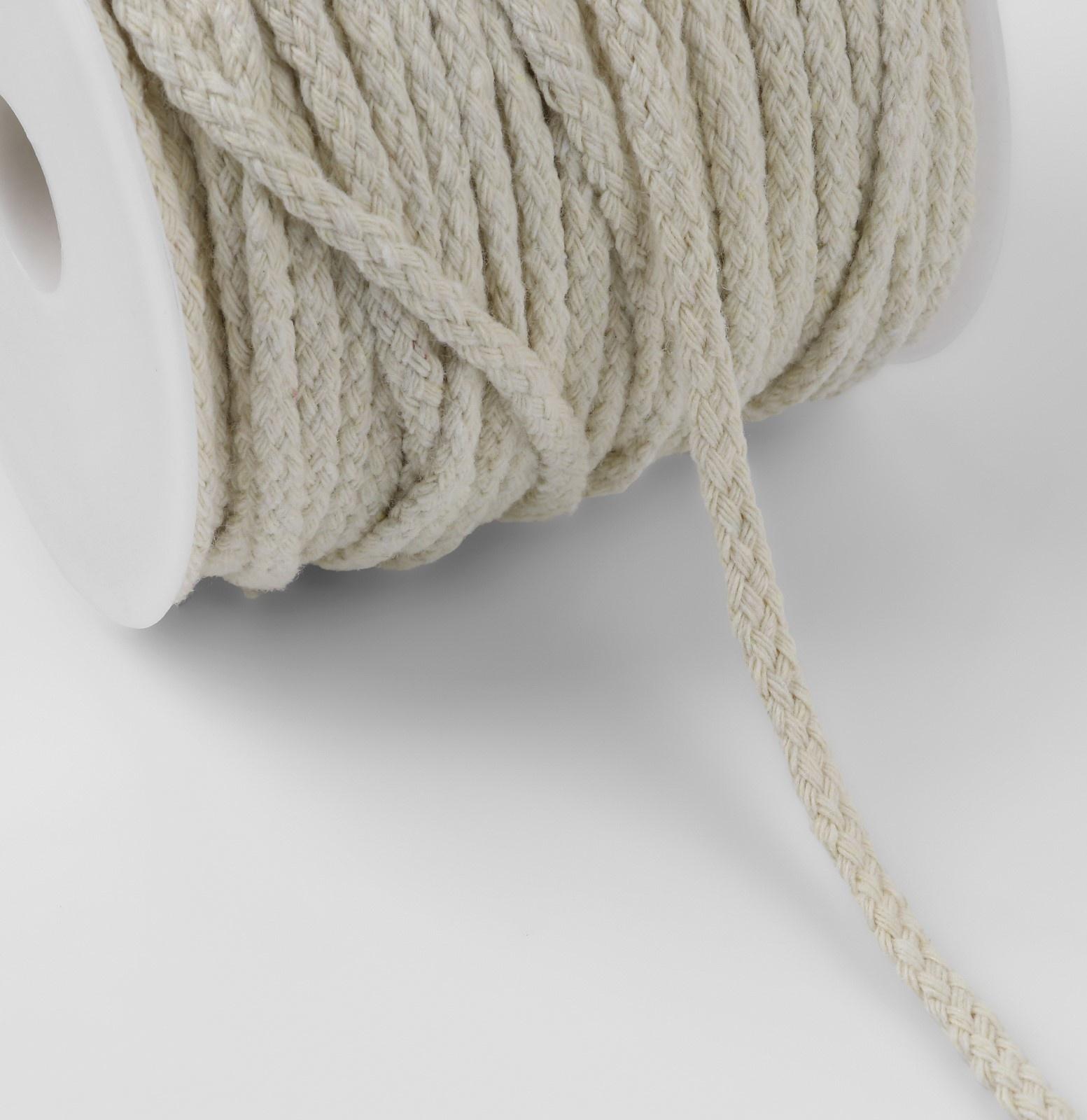 Шнур для плетения, хлопчатобумажный, без сердечника, d = 4 мм, 50 ± 1 м, цвет белый