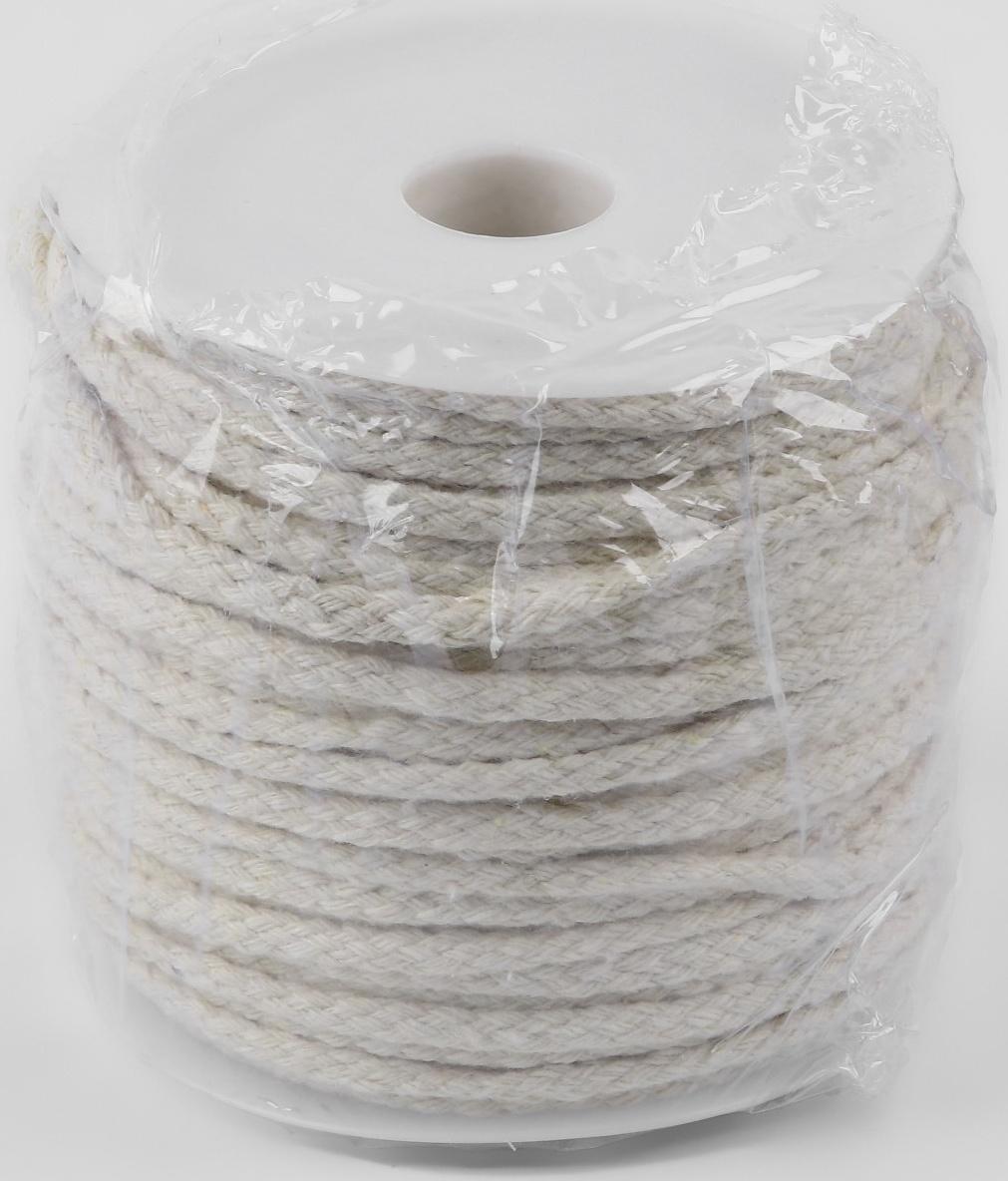 Шнур для плетения, хлопчатобумажный, без сердечника, d = 4 мм, 50 ± 1 м, цвет белый