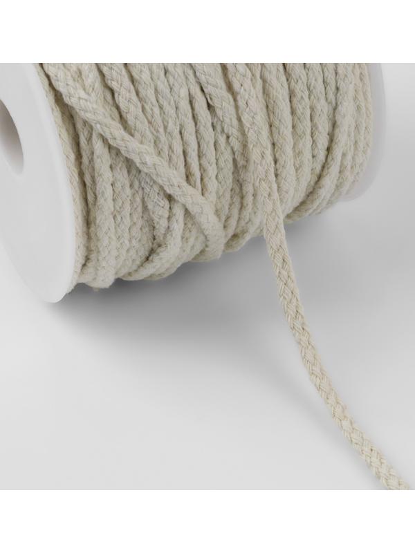 Шнур для плетения, хлопчатобумажный, без сердечника, d = 4 мм, 50 ± 1 м, цвет белый