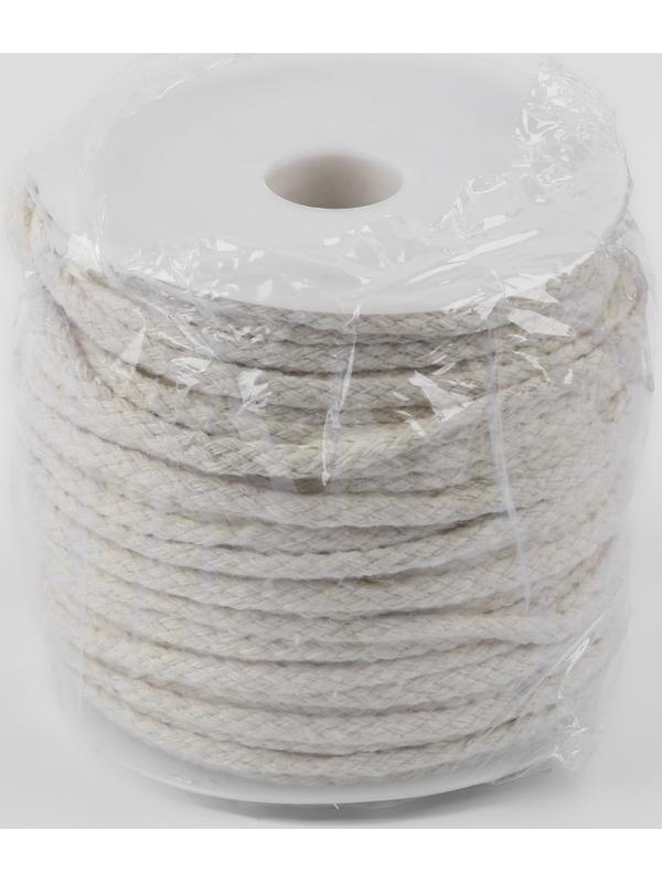 Шнур для плетения, хлопчатобумажный, без сердечника, d = 4 мм, 50 ± 1 м, цвет белый
