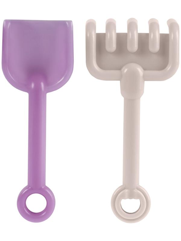 Песочный набор: лопатка, грабли 19 см, 4 формочки, с грузовиком, голубо-сиреневый