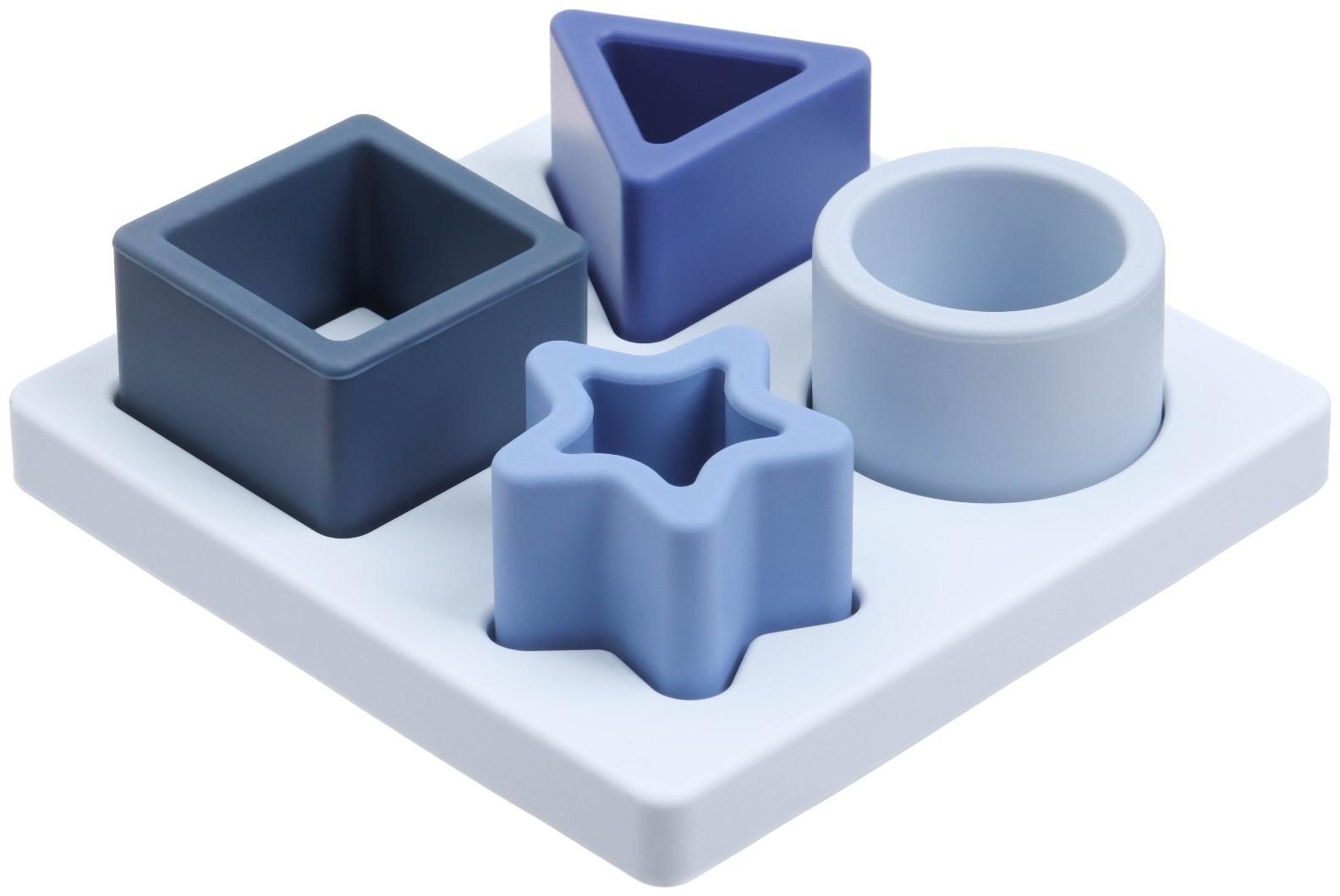 Развивающая игрушка - сортер «Изучаем фигуры», пищевой силикон, цвет голубой, Mum&Baby