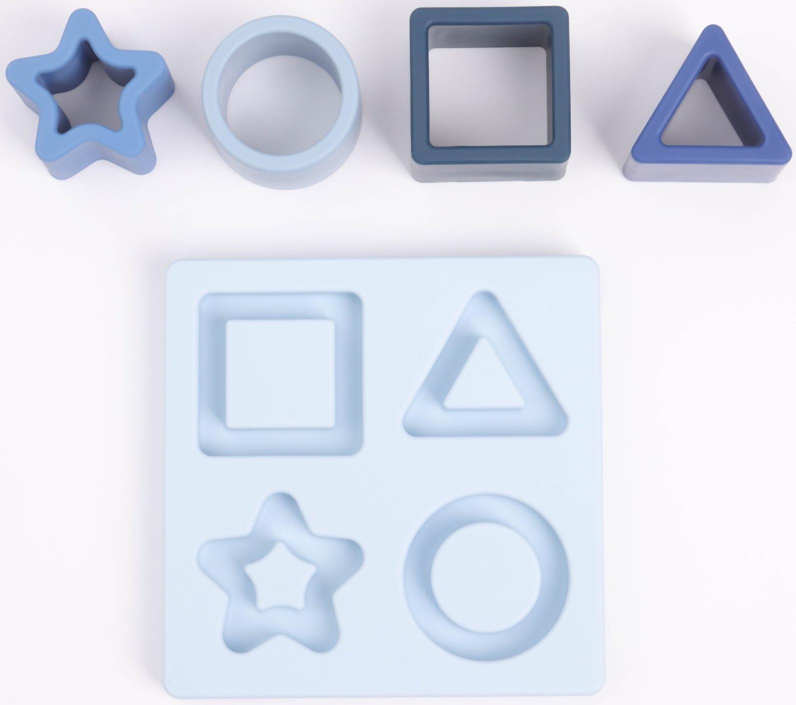 Развивающая игрушка - сортер «Изучаем фигуры», пищевой силикон, цвет голубой, Mum&Baby