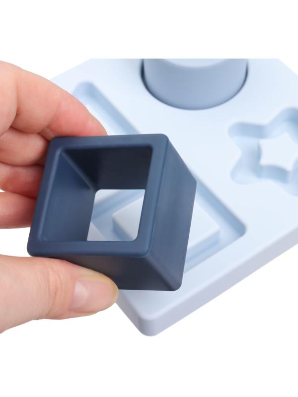 Развивающая игрушка - сортер «Изучаем фигуры», пищевой силикон, цвет голубой, Mum&Baby