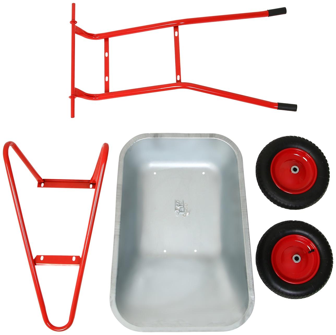 Тачка строительная, 2 пневмоколеса, груз/п 320 кг, объём 110 л, оцинкованный кузов 0,8 мм, Greengo