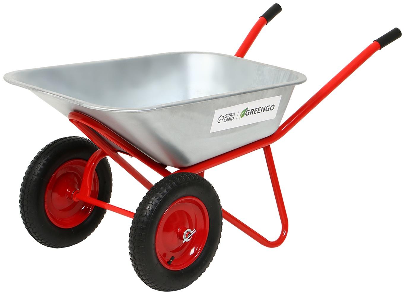 Тачка строительная, 2 пневмоколеса, груз/п 320 кг, объём 110 л, оцинкованный кузов 0,8 мм, Greengo