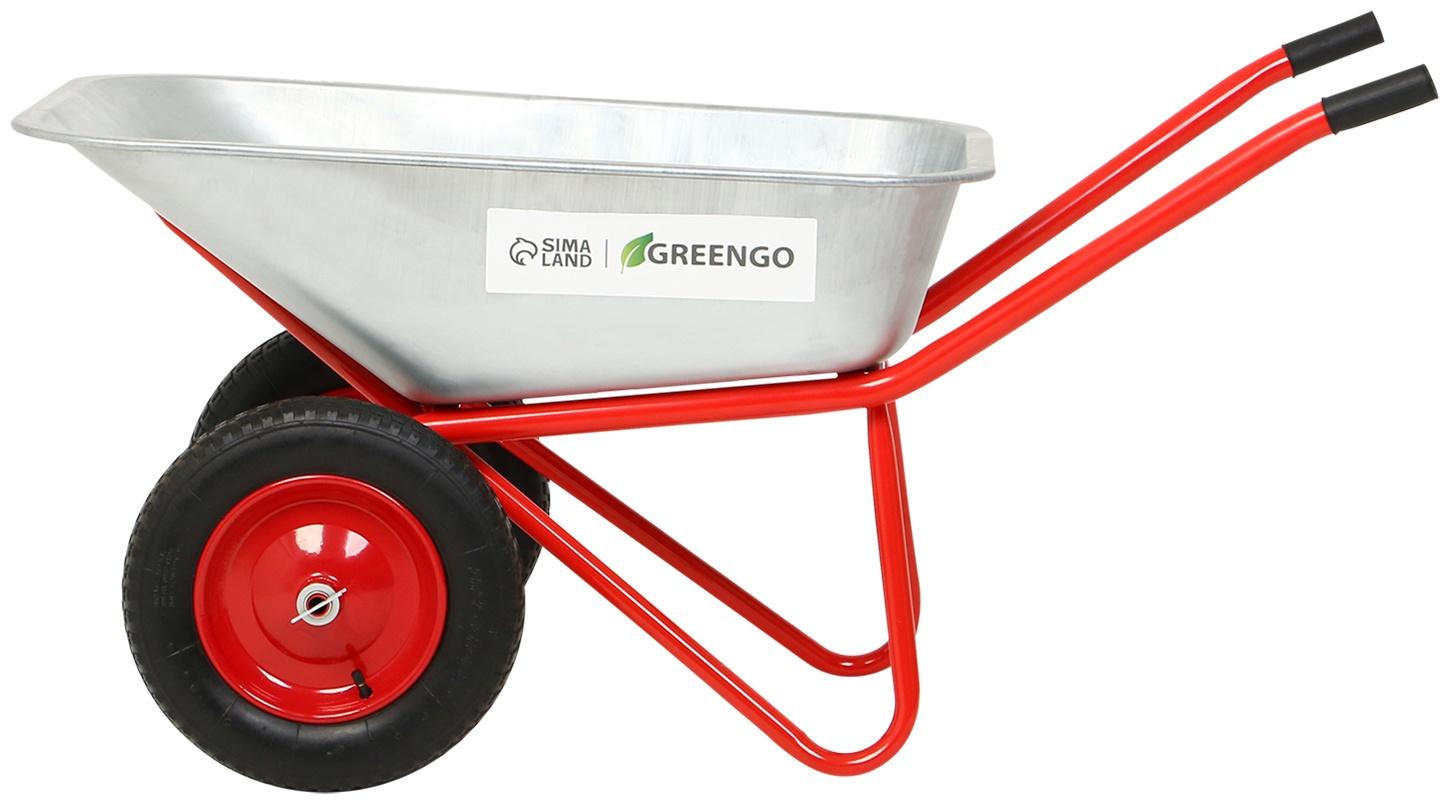 Тачка строительная, 2 пневмоколеса, груз/п 320 кг, объём 110 л, оцинкованный кузов 0,8 мм, Greengo