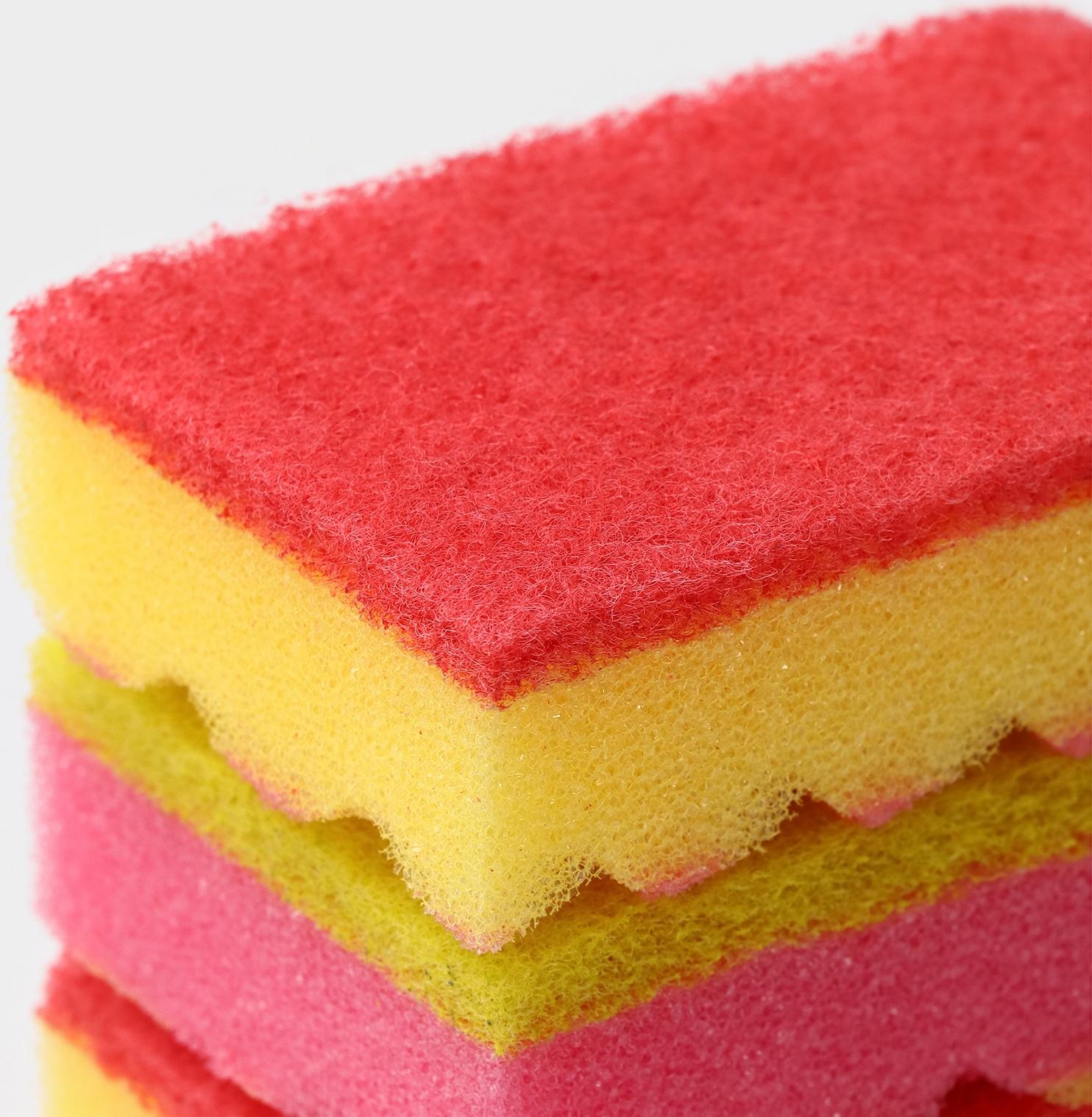 Губка для мытья посуды «Ежики», 3 шт, 100×65×30 мм, абразивное полотно, цвет микс