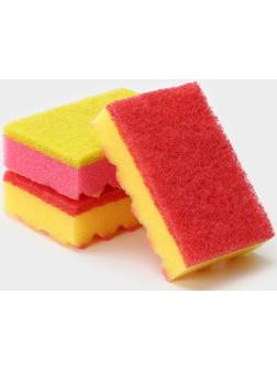 Губка для мытья посуды «Ежики», 3 шт, 100×65×30 мм, абразивное полотно, цвет микс