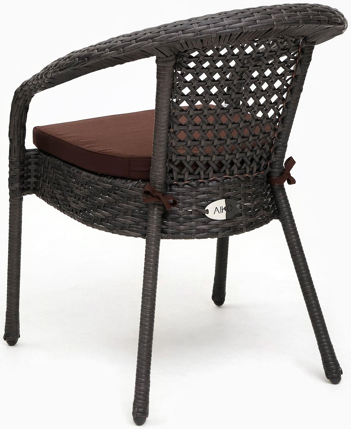 Кресло садовое из искусственного ротанга 60х70х80см венге с подушкой