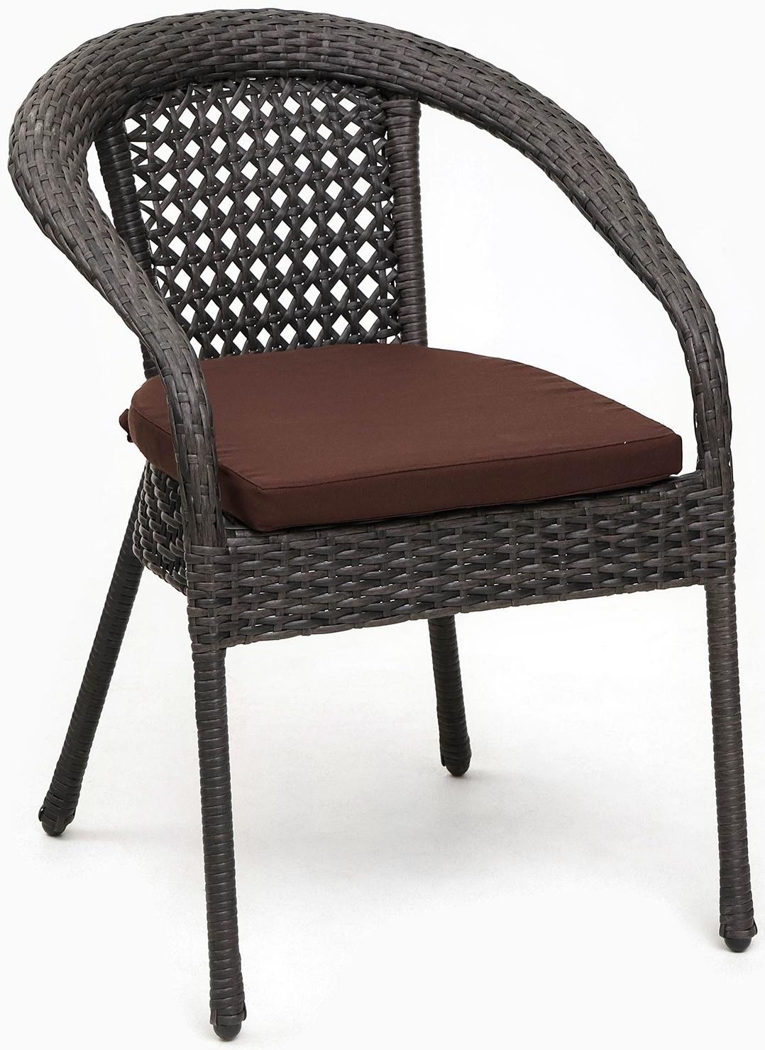 Кресло садовое из искусственного ротанга 60х70х80см венге с подушкой