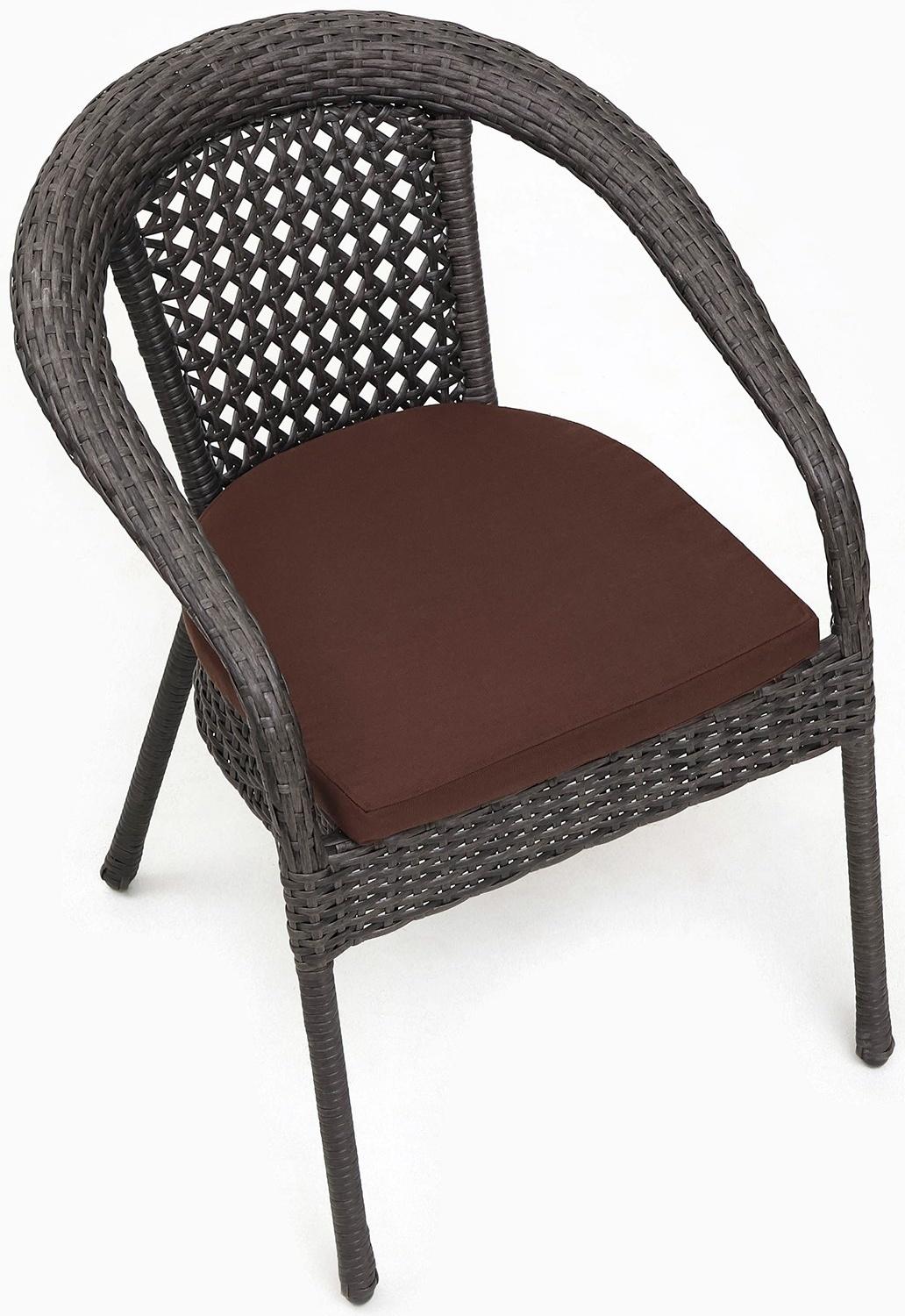 Кресло садовое из искусственного ротанга 60х70х80см венге с подушкой