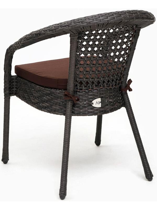 Кресло садовое из искусственного ротанга 60х70х80см венге с подушкой